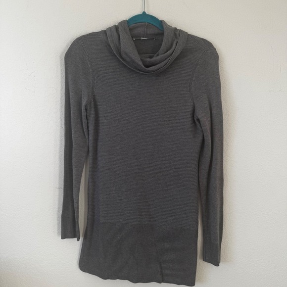 Adrienne Vittadini Sweaters - Adrienne‎ Vittadini Womens Gray Cowl Neck Ribbed Tunic Sweater Dress Size S